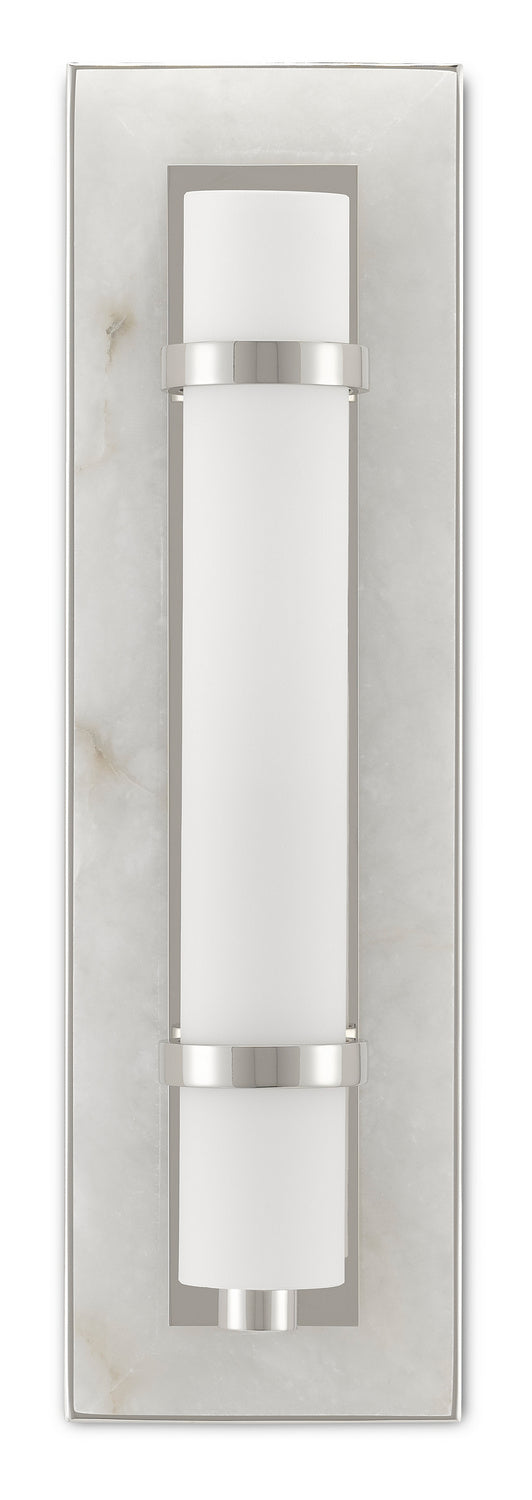 Currey and Company - 5800-0017 - One Light Wall Sconce - Bagno - Natural Alabaster/Polished Nickel/Opaque/White