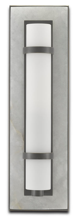 Currey and Company - 5800-0018 - One Light Wall Sconce - Bagno - Natural Alabaster/Oil Rubbed Bronze/Opaque/White