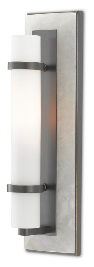 Currey and Company - 5800-0018 - One Light Wall Sconce - Bagno - Natural Alabaster/Oil Rubbed Bronze/Opaque/White