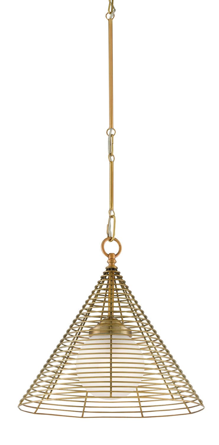 Currey and Company - 9000-0760 - One Light Pendant - Nadir - Antique Brass/Frosted Glass