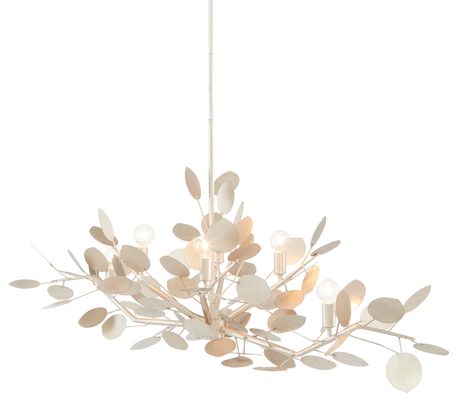 Currey and Company - 9000-0816 - Six Light Chandelier - Lunaria - Contemporary Silver Leaf