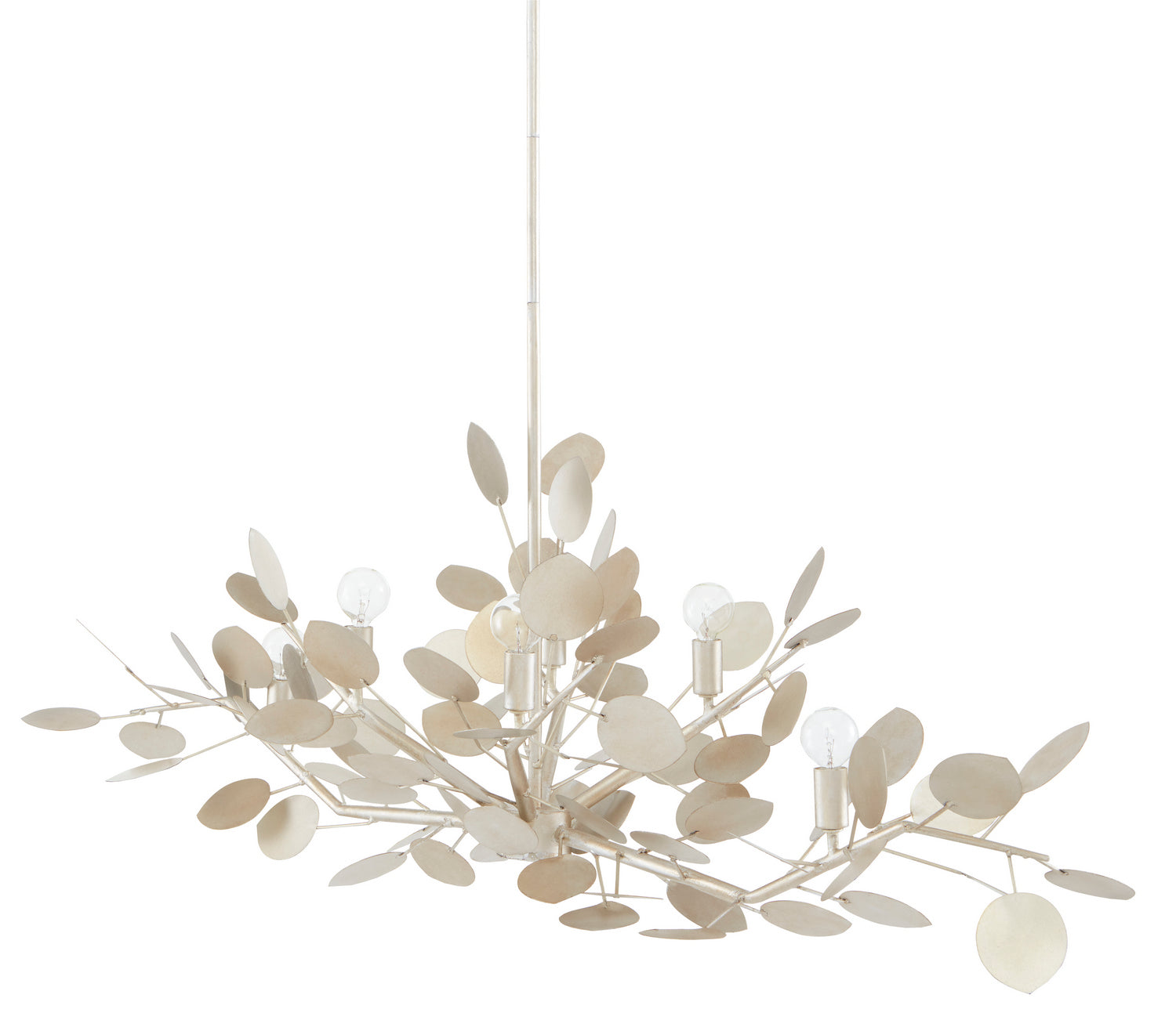 Currey and Company - 9000-0816 - Six Light Chandelier - Lunaria - Contemporary Silver Leaf