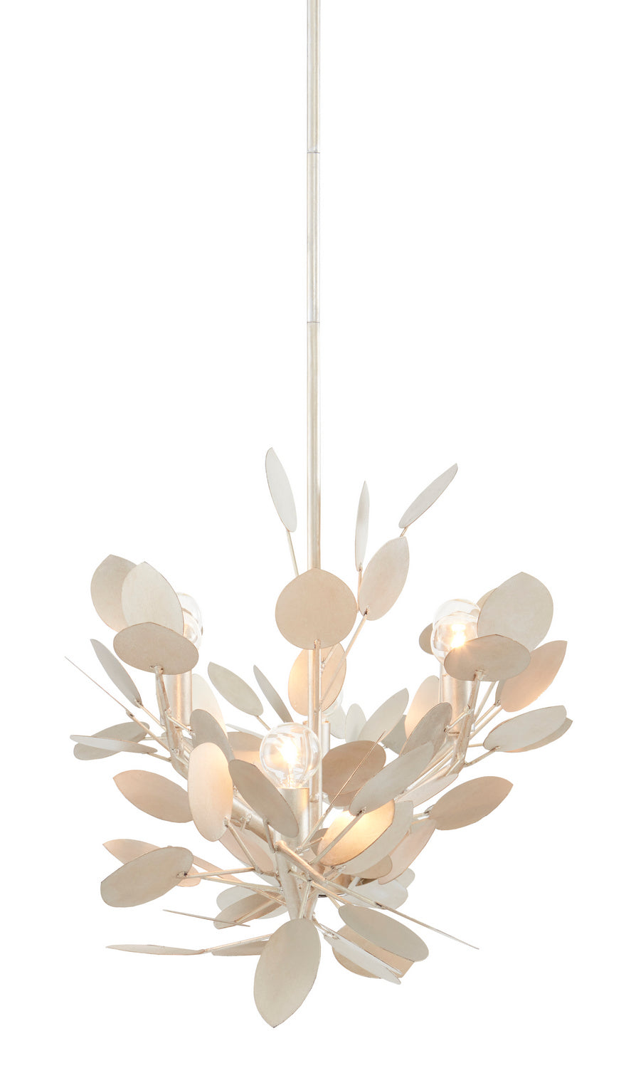 Currey and Company - 9000-0816 - Six Light Chandelier - Lunaria - Contemporary Silver Leaf