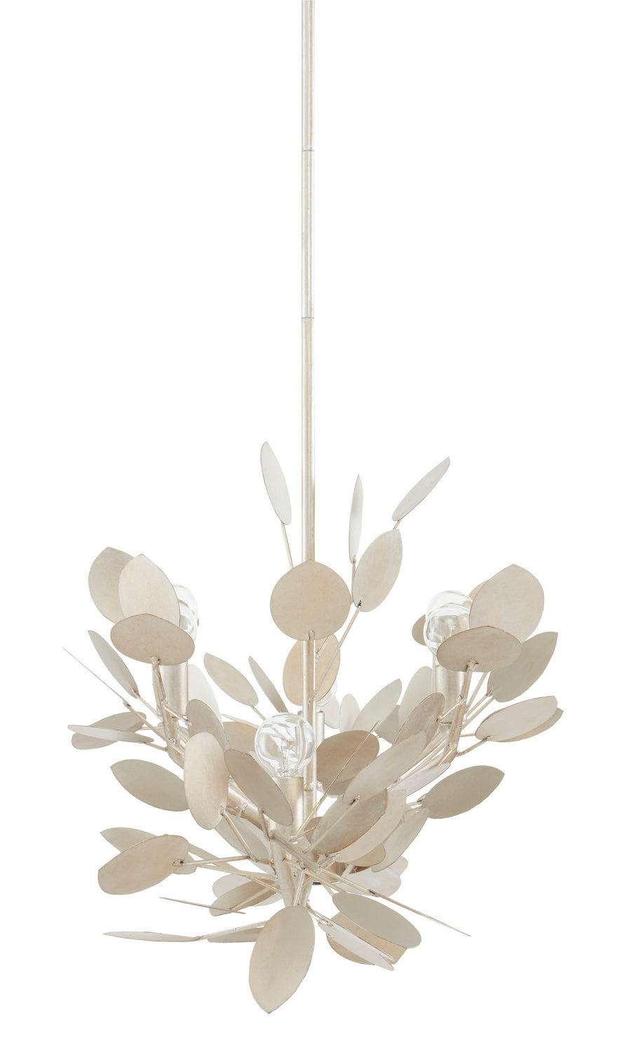 Currey and Company - 9000-0816 - Six Light Chandelier - Lunaria - Contemporary Silver Leaf