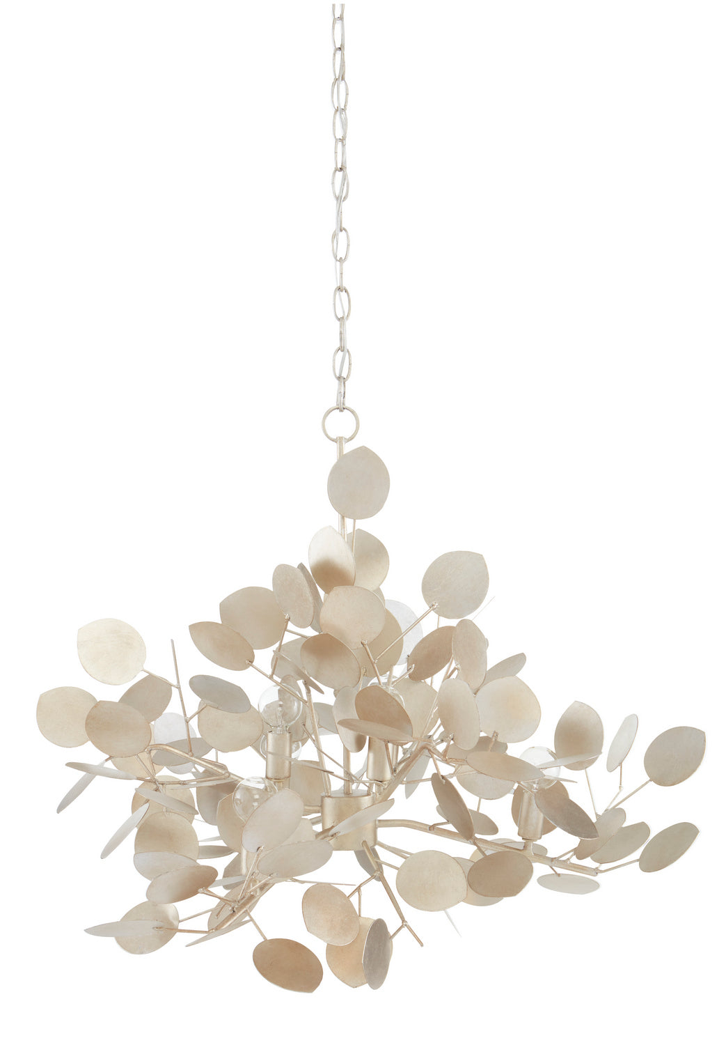 Currey and Company - 9000-0817 - Six Light Chandelier - Lunaria - Contemporary Silver Leaf