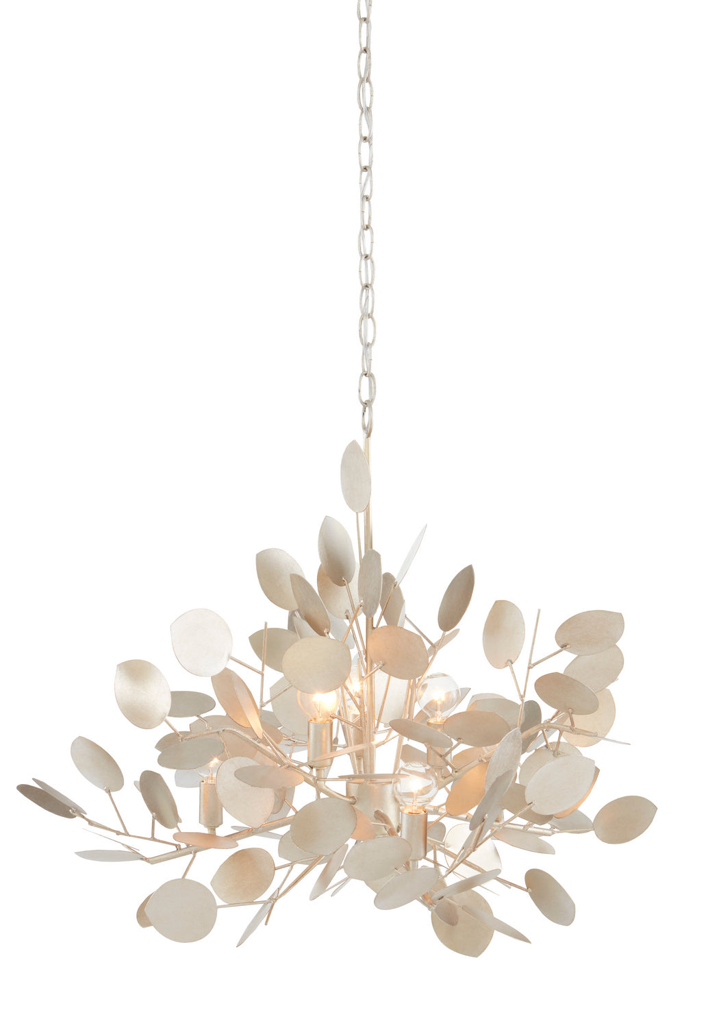 Currey and Company - 9000-0817 - Six Light Chandelier - Lunaria - Contemporary Silver Leaf