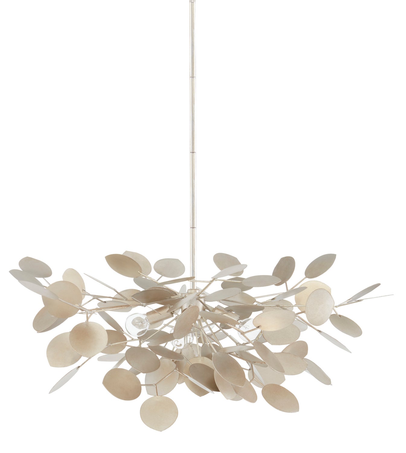 Currey and Company - 9000-0818 - Four Light Chandelier - Lunaria - Contemporary Silver Leaf