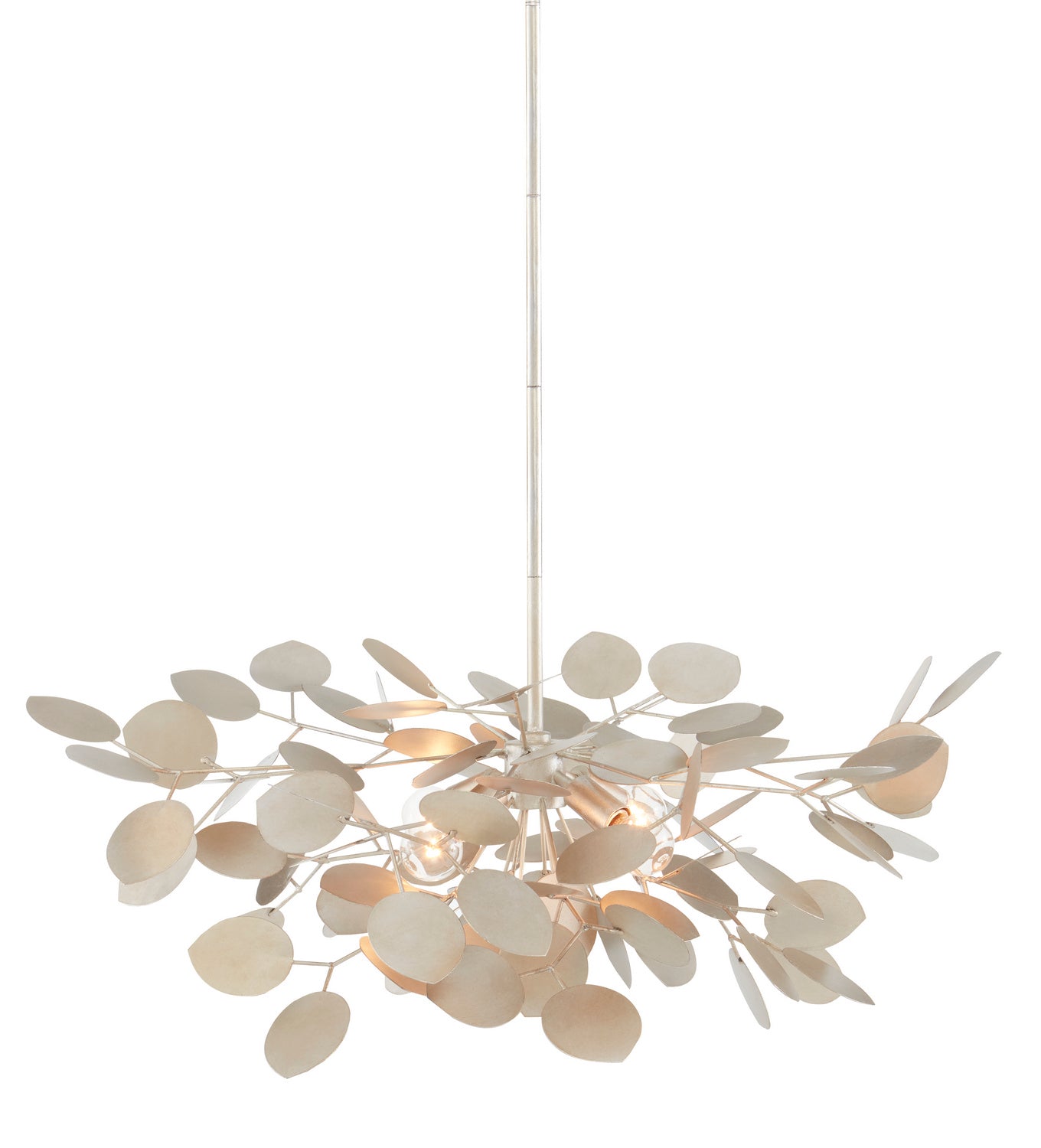 Currey and Company - 9000-0818 - Four Light Chandelier - Lunaria - Contemporary Silver Leaf