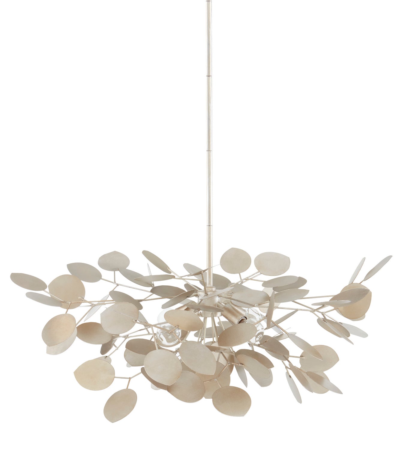 Currey and Company - 9000-0818 - Four Light Chandelier - Lunaria - Contemporary Silver Leaf