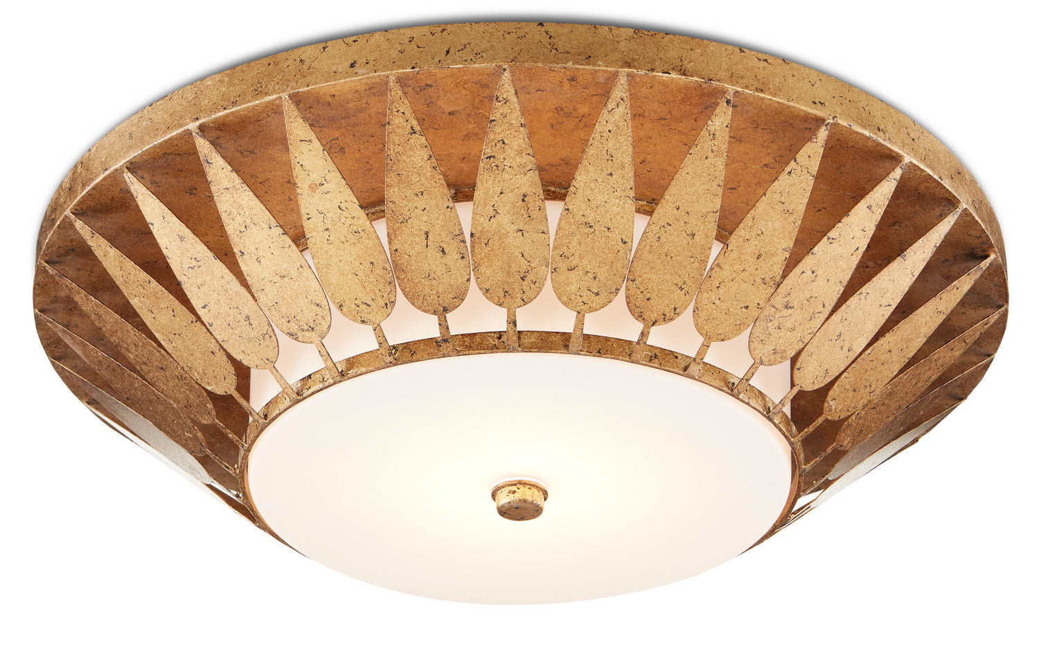 Currey and Company - 9999-0055 - LED Flush Mount - Floris - Autumn Gold/Milky Glass