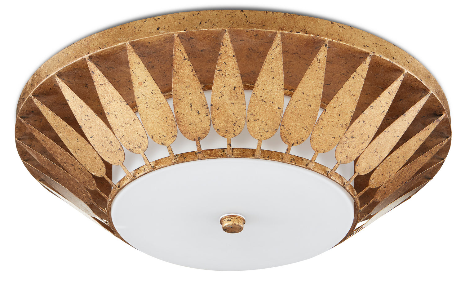 Currey and Company - 9999-0055 - LED Flush Mount - Floris - Autumn Gold/Milky Glass