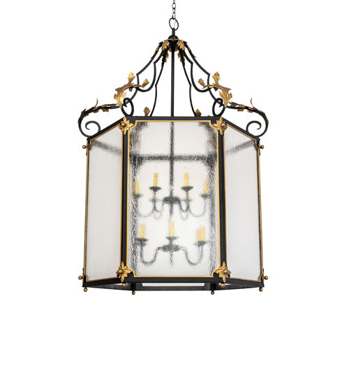 Meyda Tiffany - 234527 - 12 Light Pendant - Ganser - Solar Black / Gold