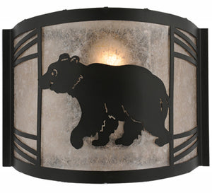 Meyda Tiffany - 247078 - One Light Wall Sconce - Happy Bear On The Loose - Textured Black