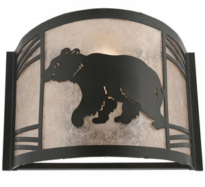 Meyda Tiffany - 247078 - One Light Wall Sconce - Happy Bear On The Loose - Textured Black