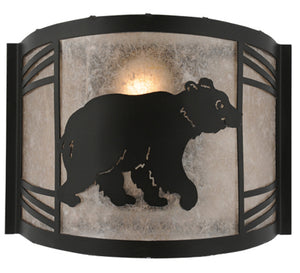 Meyda Tiffany - 247117 - One Light Wall Sconce - Happy Bear On The Loose - Textured Black