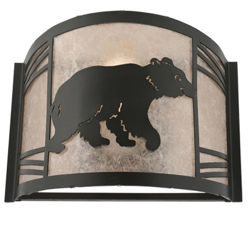 Meyda Tiffany - 247117 - One Light Wall Sconce - Happy Bear On The Loose - Textured Black