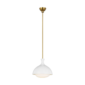 Visual Comfort Studio - AEP1021BBSMWT - One Light Pendant - Lucerne - Matte White and Burnished Brass