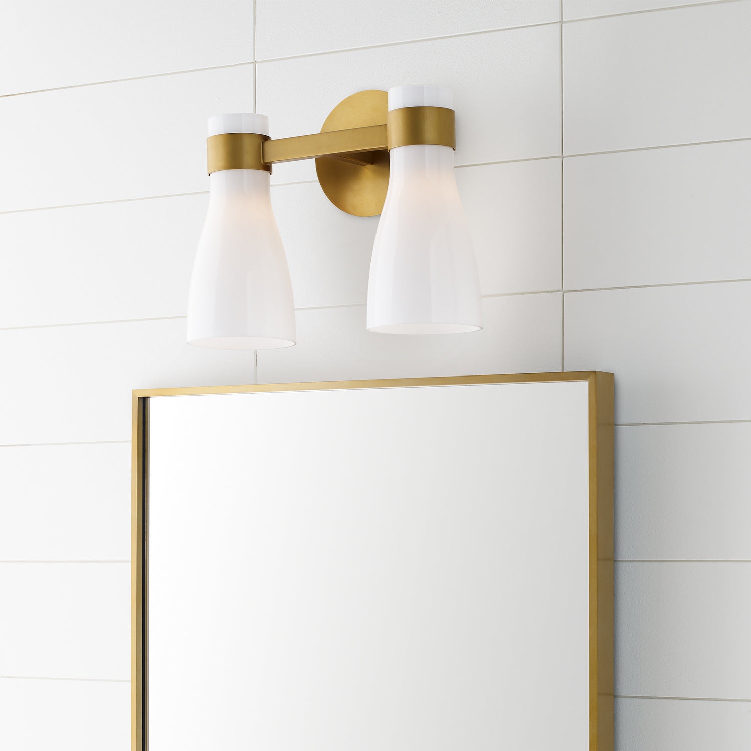 Visual Comfort Studio - AEV1002BBSMG - Two Light Vanity - Moritz - Burnished Brass with Milk White Glass