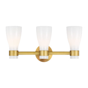 Visual Comfort Studio - AEV1003BBSMG - Three Light Vanity - Moritz - Burnished Brass with Milk White Glass