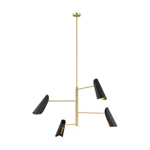 Visual Comfort Studio - AEC1024BBSMBK - Four Light Chandelier - Tresa - Midnight Black and Burnished Brass