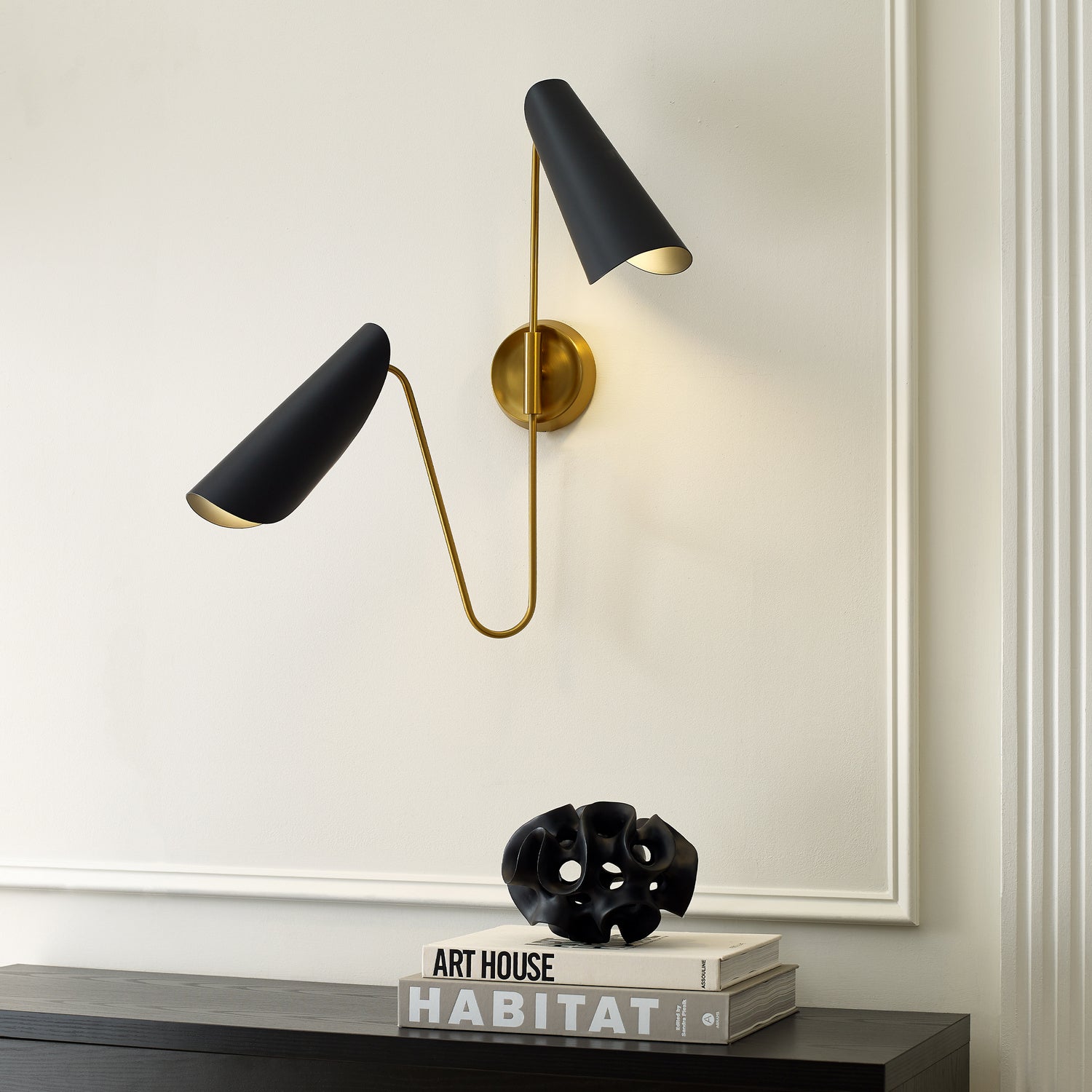 Visual Comfort Studio - AEW1002BBSMBK - Two Light Wall Sconce - Tresa - Midnight Black and Burnished Brass