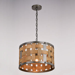 Vaxcel - P0363 - One Light Pendant - Norwood - Vintage Steel and Distressed Wood