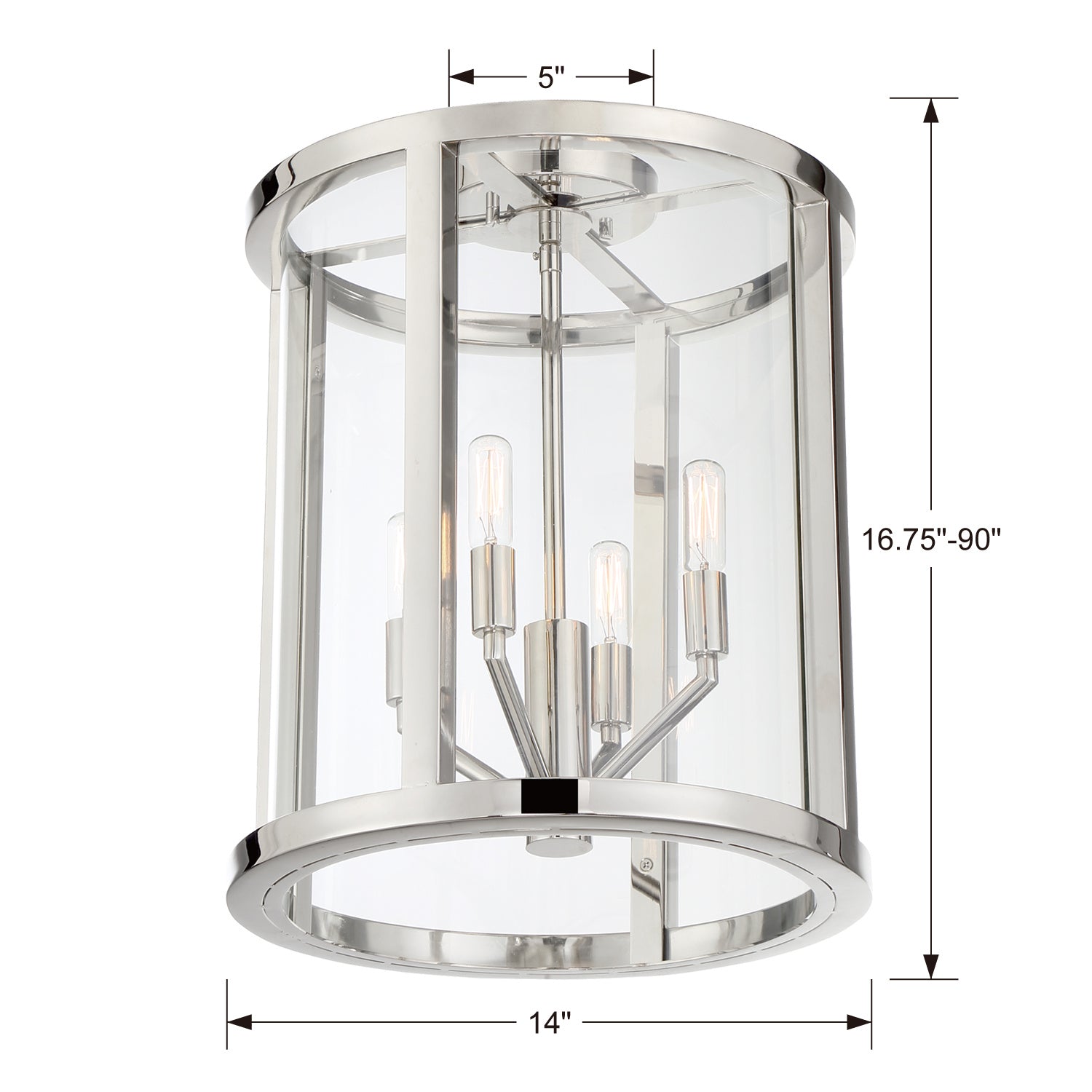 Crystorama - DEV-B8004-PN_CEILING - Four Light Semi Flush Mount - Devon - Polished Nickel