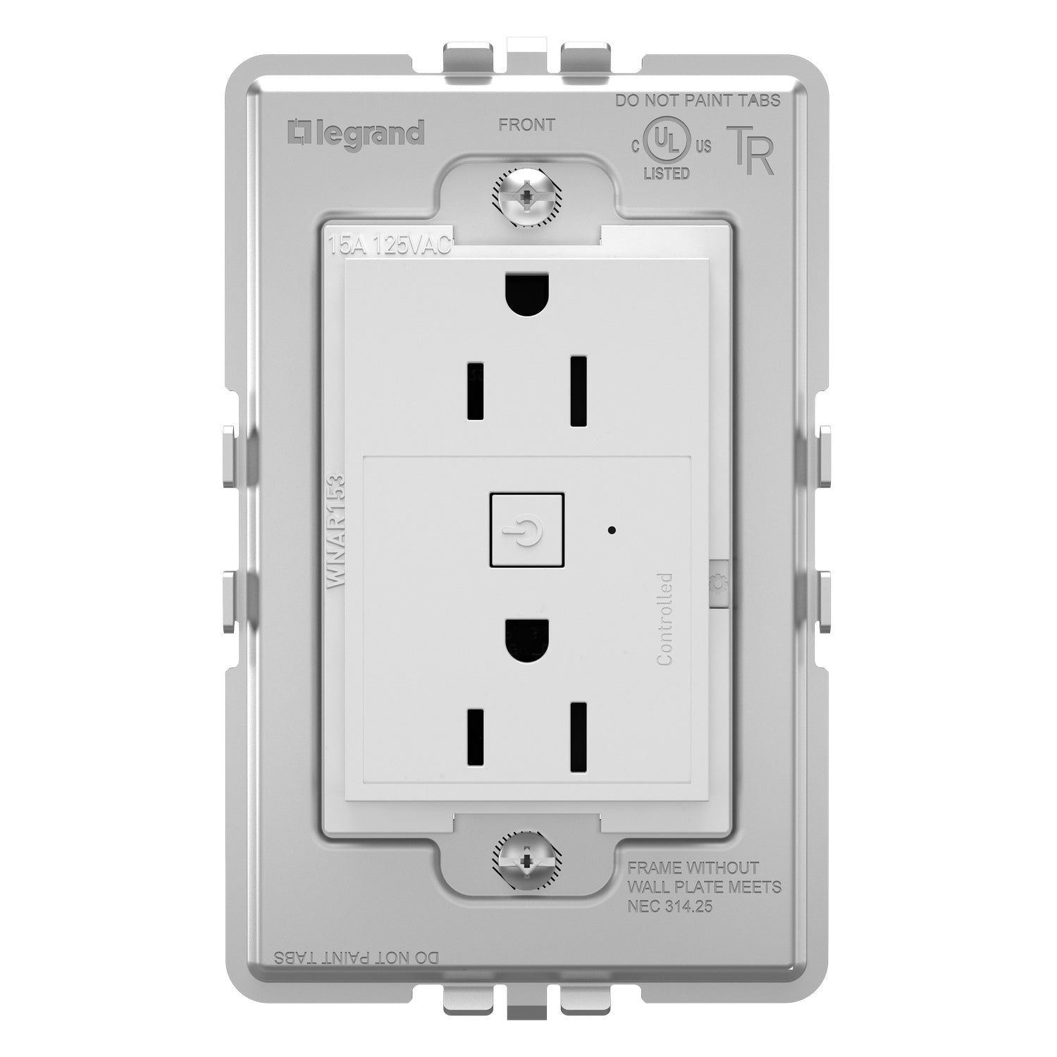 Legrand - WNAR153W1 - Plus-Sized 15A Outlet - Adorne - White