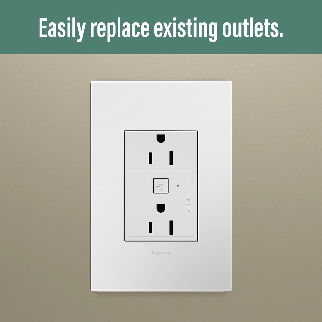 Legrand - WNAR153W1 - 15A Smart Outlet with Netatmo Plus-Size - adorne - White