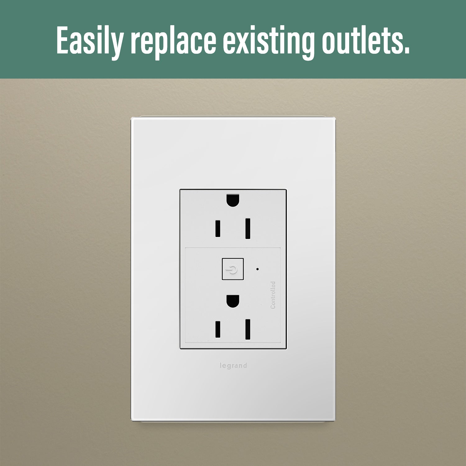 Legrand - WNAR153W1 - 15A Smart Outlet with Netatmo Plus-Size - adorne - White