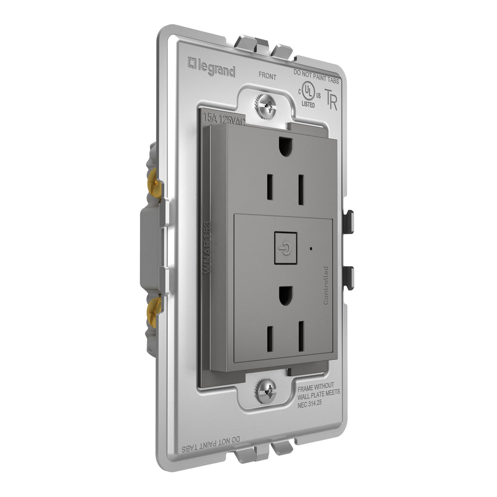 Legrand - WNAR153M1 - 15A Smart Outlet with Netatmo Plus-Size - adorne - Magnesium