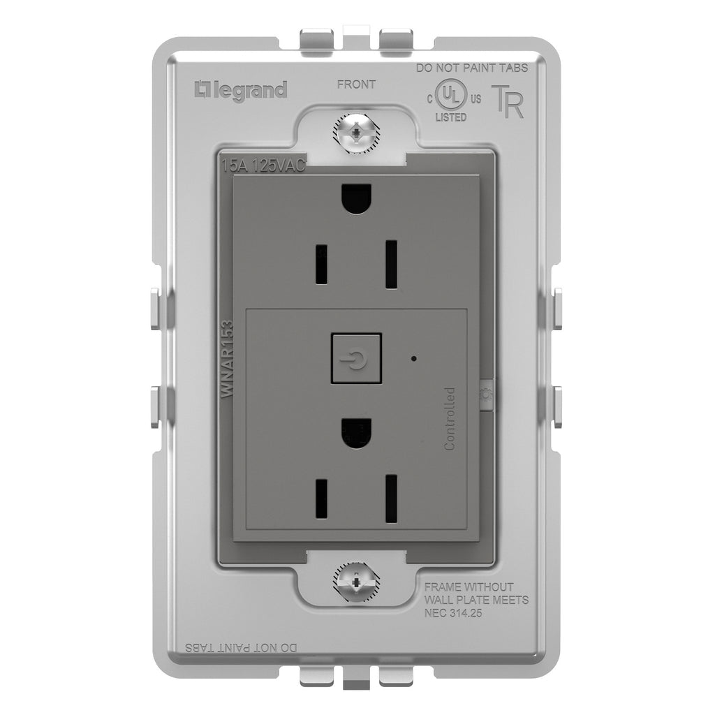 Legrand - WNAR153M1 - 15A Smart Outlet with Netatmo Plus-Size - adorne - Magnesium