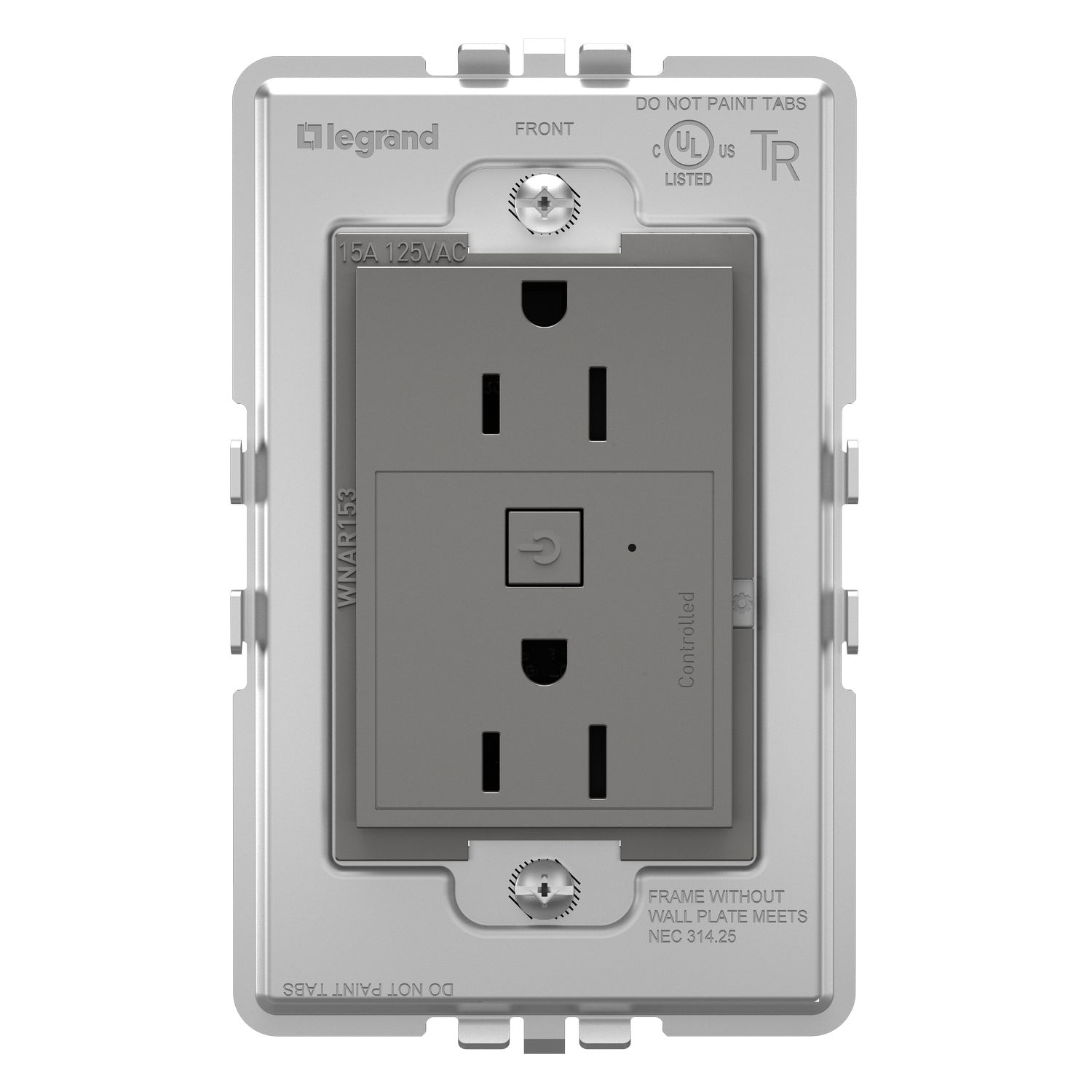 Legrand - WNAR153M1 - 15A Smart Outlet with Netatmo Plus-Size - adorne - Magnesium