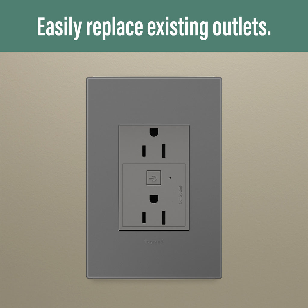 Legrand - WNAR153M1 - 15A Smart Outlet with Netatmo Plus-Size - adorne - Magnesium