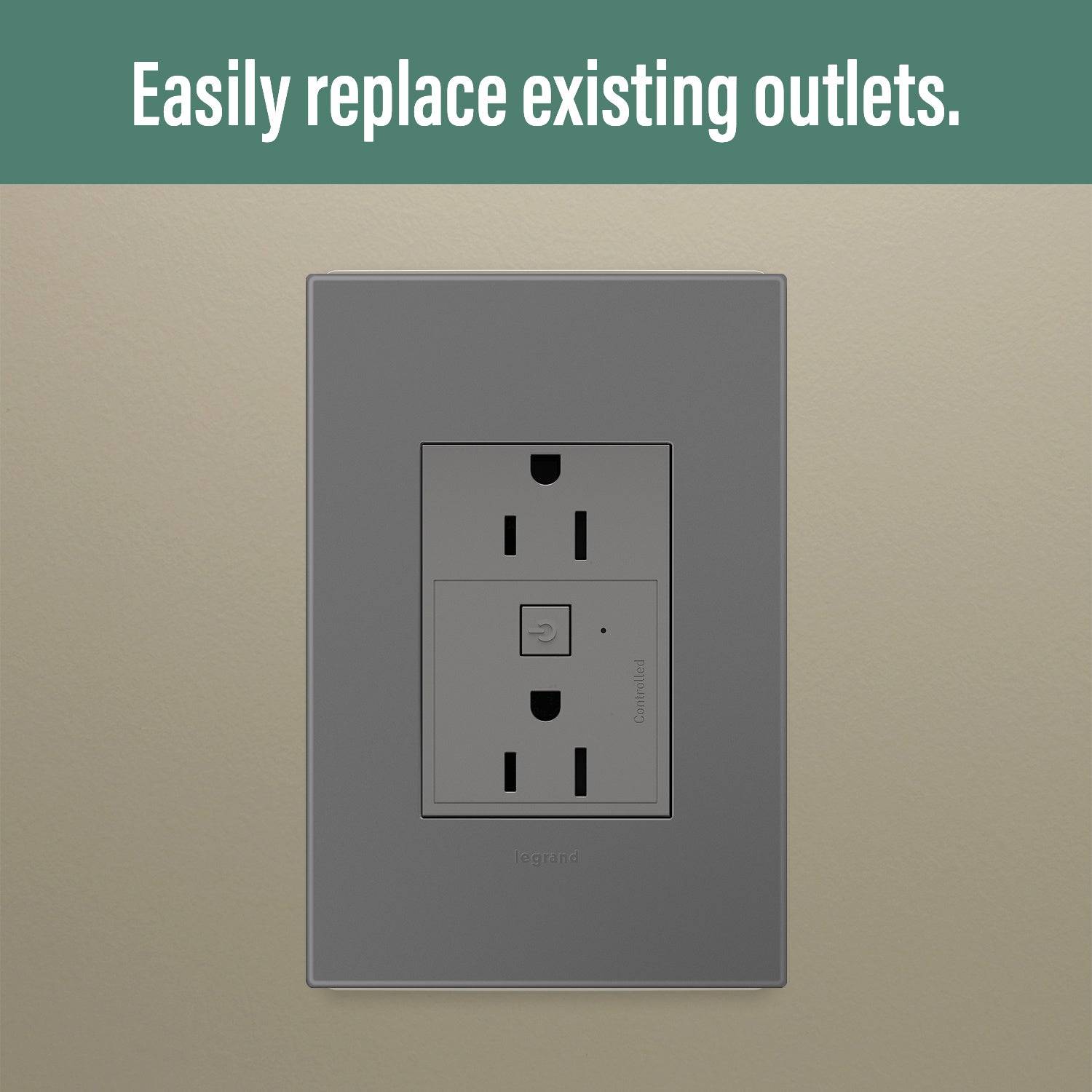 Legrand - WNAR153M1 - 15A Smart Outlet with Netatmo Plus-Size - adorne - Magnesium