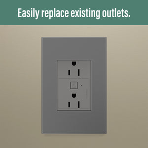 Legrand - WNAR153M1 - 15A Smart Outlet with Netatmo Plus-Size - adorne - Magnesium