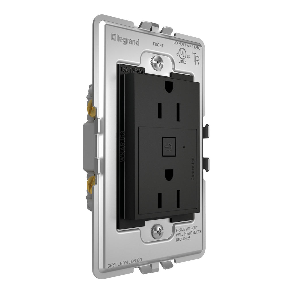 Legrand - WNAR153G1 - 15A Smart Outlet with Netatmo Plus-Size - adorne - Graphite