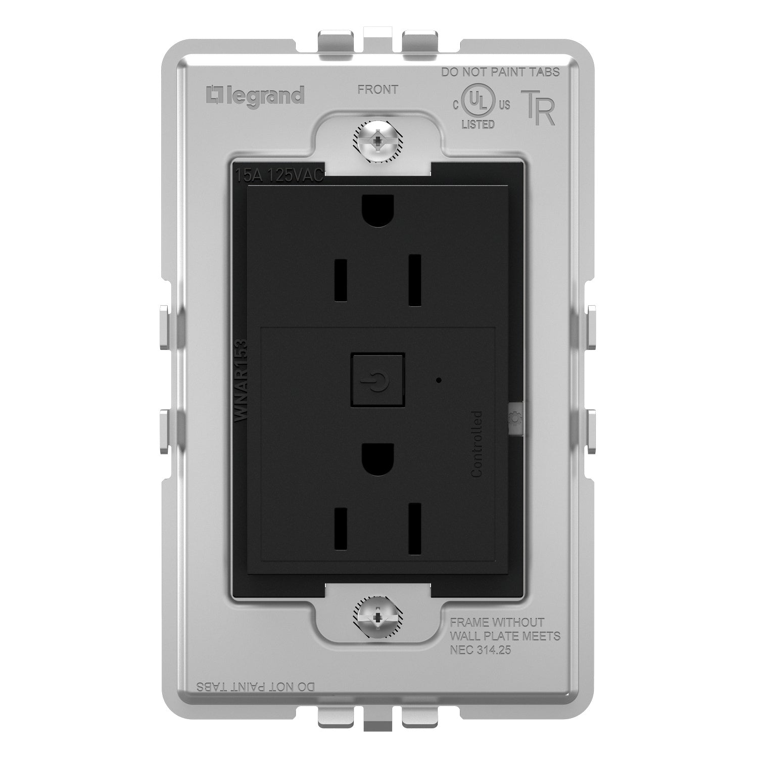 Legrand - WNAR153G1 - Plus-Sized 15A Outlet - Adorne - Graphite