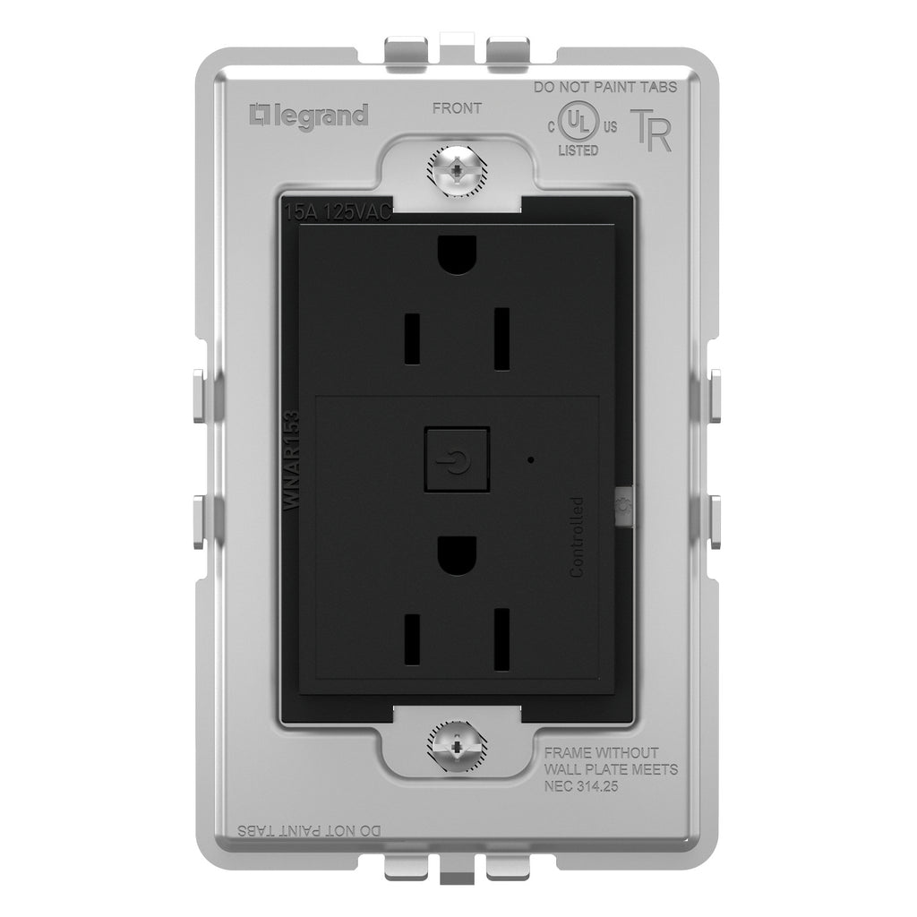 Legrand - WNAR153G1 - 15A Smart Outlet with Netatmo Plus-Size - adorne - Graphite