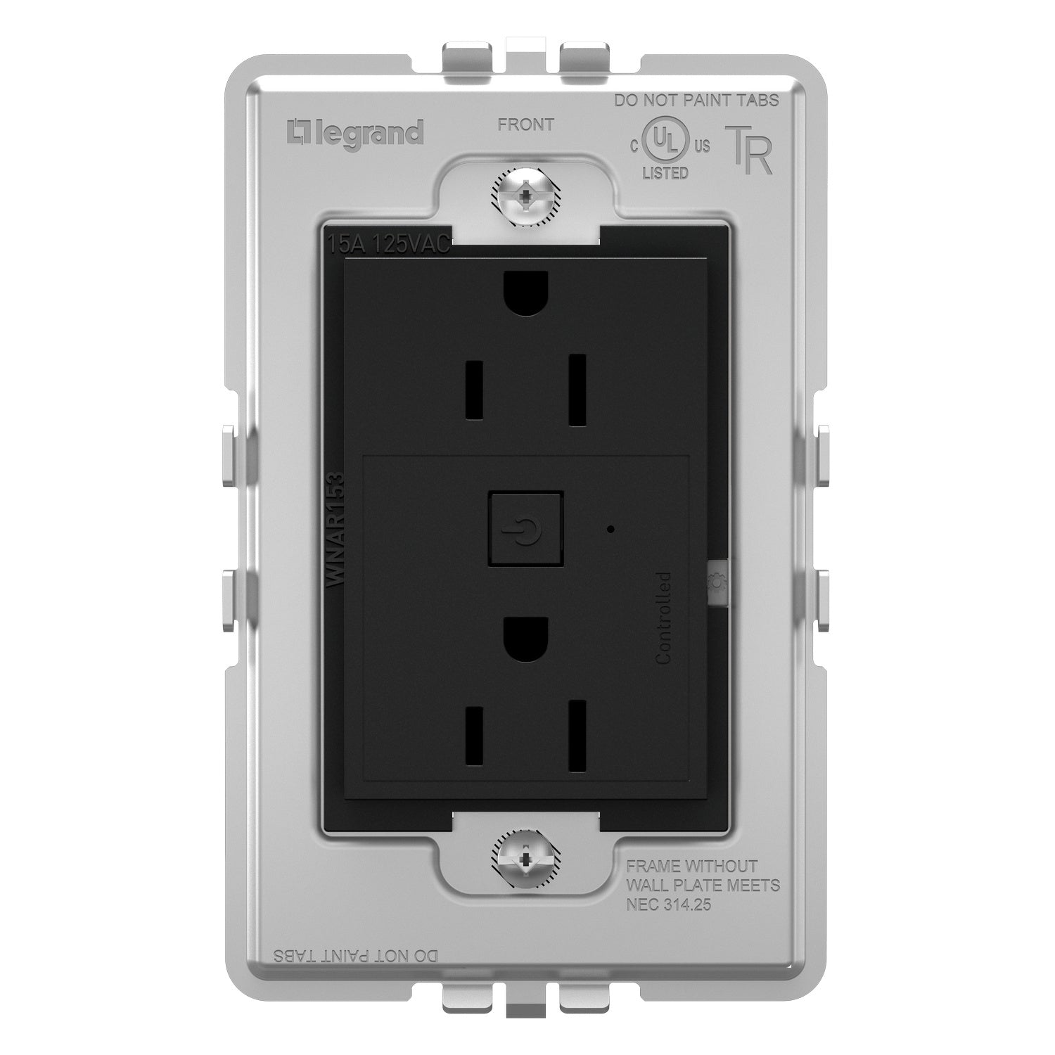Legrand - WNAR153G1 - 15A Smart Outlet with Netatmo Plus-Size - adorne - Graphite