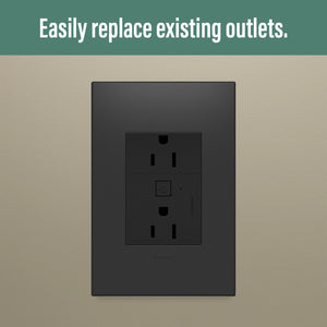 Legrand - WNAR153G1 - Plus-Sized 15A Outlet - Adorne - Graphite