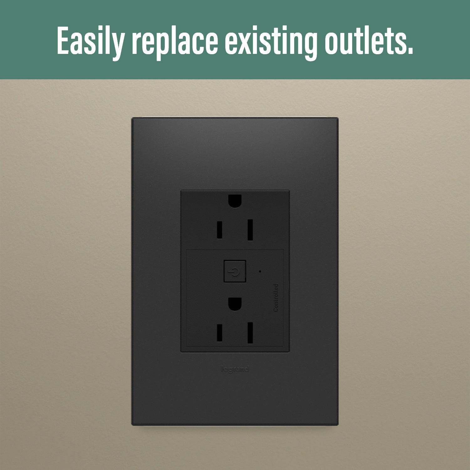 Legrand - WNAR153G1 - 15A Smart Outlet with Netatmo Plus-Size - adorne - Graphite