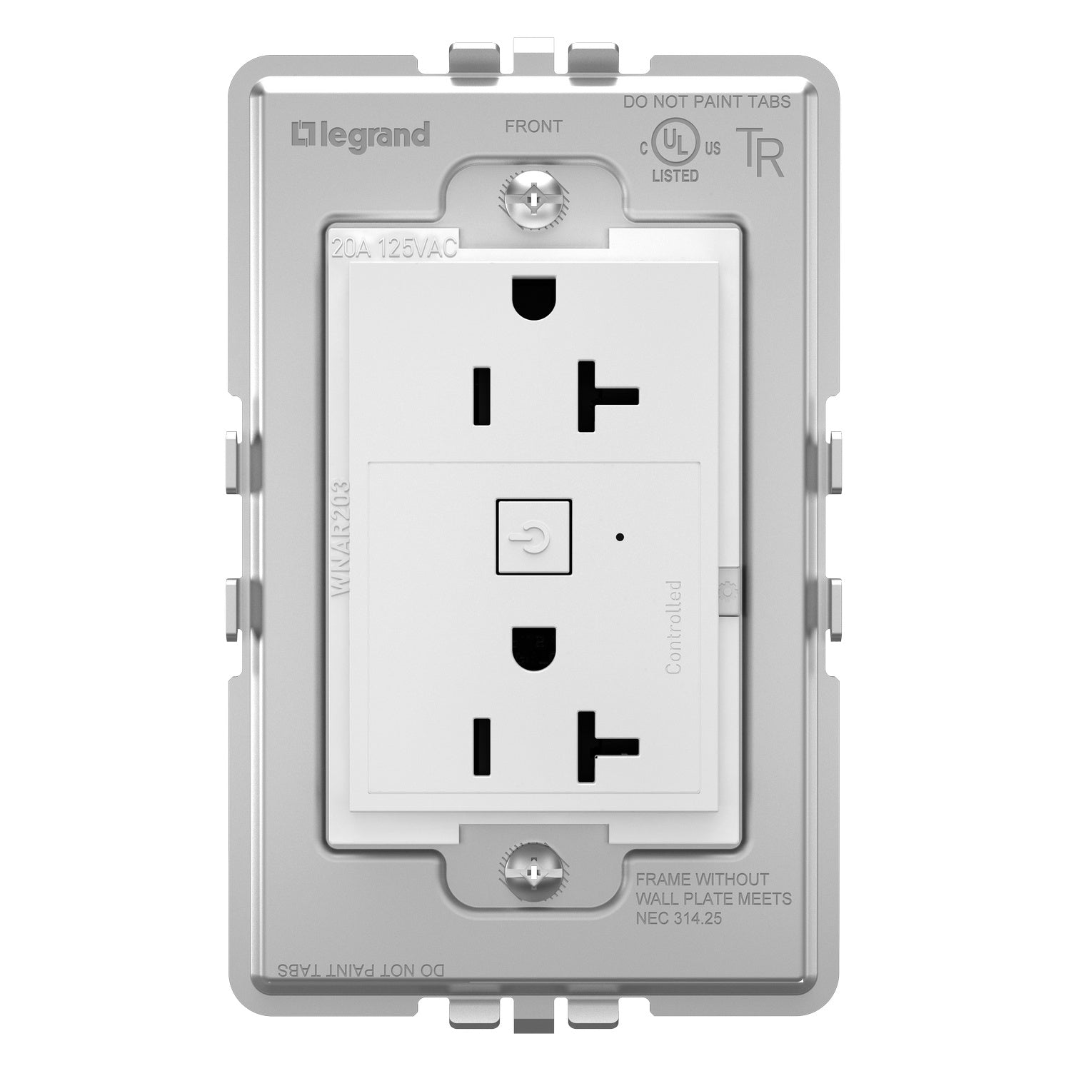 Legrand - WNAR203W1 - 20A Smart Outlet with Netatmo, Plus-Size - adorne - White