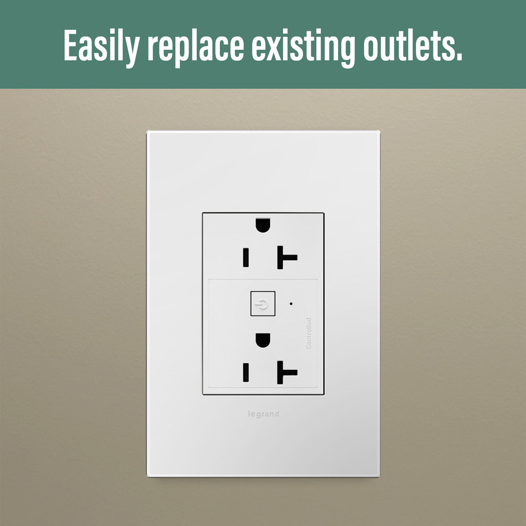 Legrand - WNAR203W1 - 20A Smart Outlet with Netatmo, Plus-Size - adorne - White