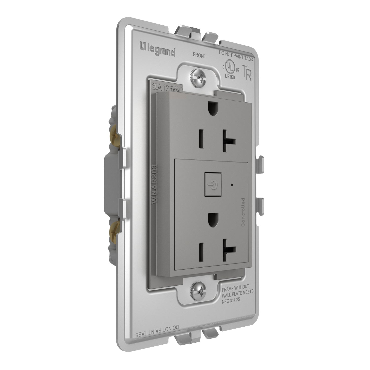 Legrand - WNAR203M1 - 20A Smart Outlet with Netatmo, Plus-Size - adorne - Magnesium