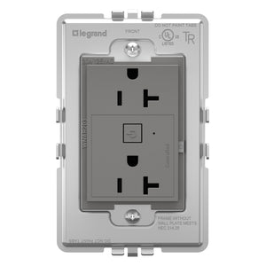 Legrand - WNAR203M1 - 20A Smart Outlet with Netatmo, Plus-Size - adorne - Magnesium