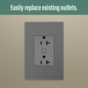 Legrand - WNAR203M1 - 20A Smart Outlet with Netatmo, Plus-Size - adorne - Magnesium