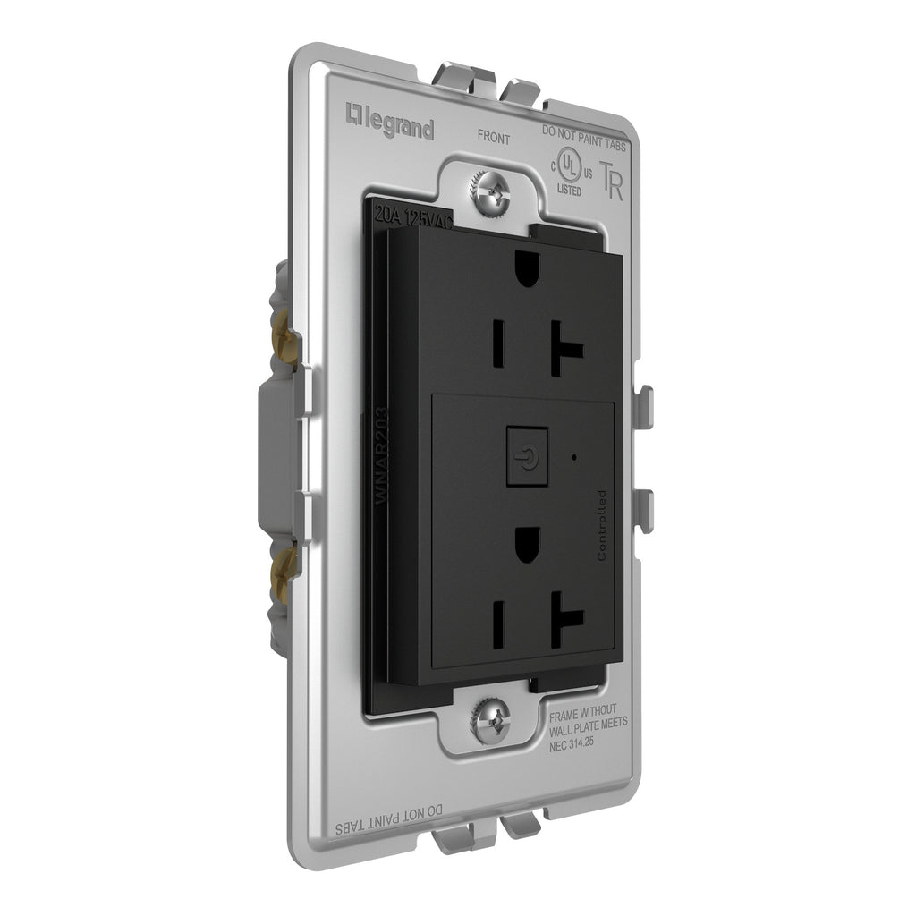 Legrand - WNAR203G1 - 20A Smart Outlet with Netatmo, Plus-Size - adorne - Graphite