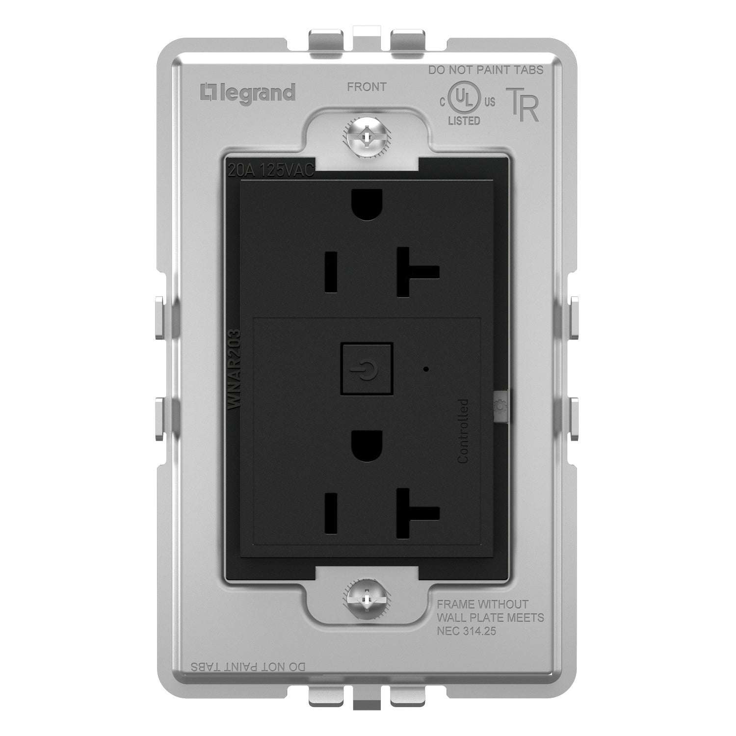 Legrand - WNAR203G1 - 20A Smart Outlet with Netatmo, Plus-Size - adorne - Graphite