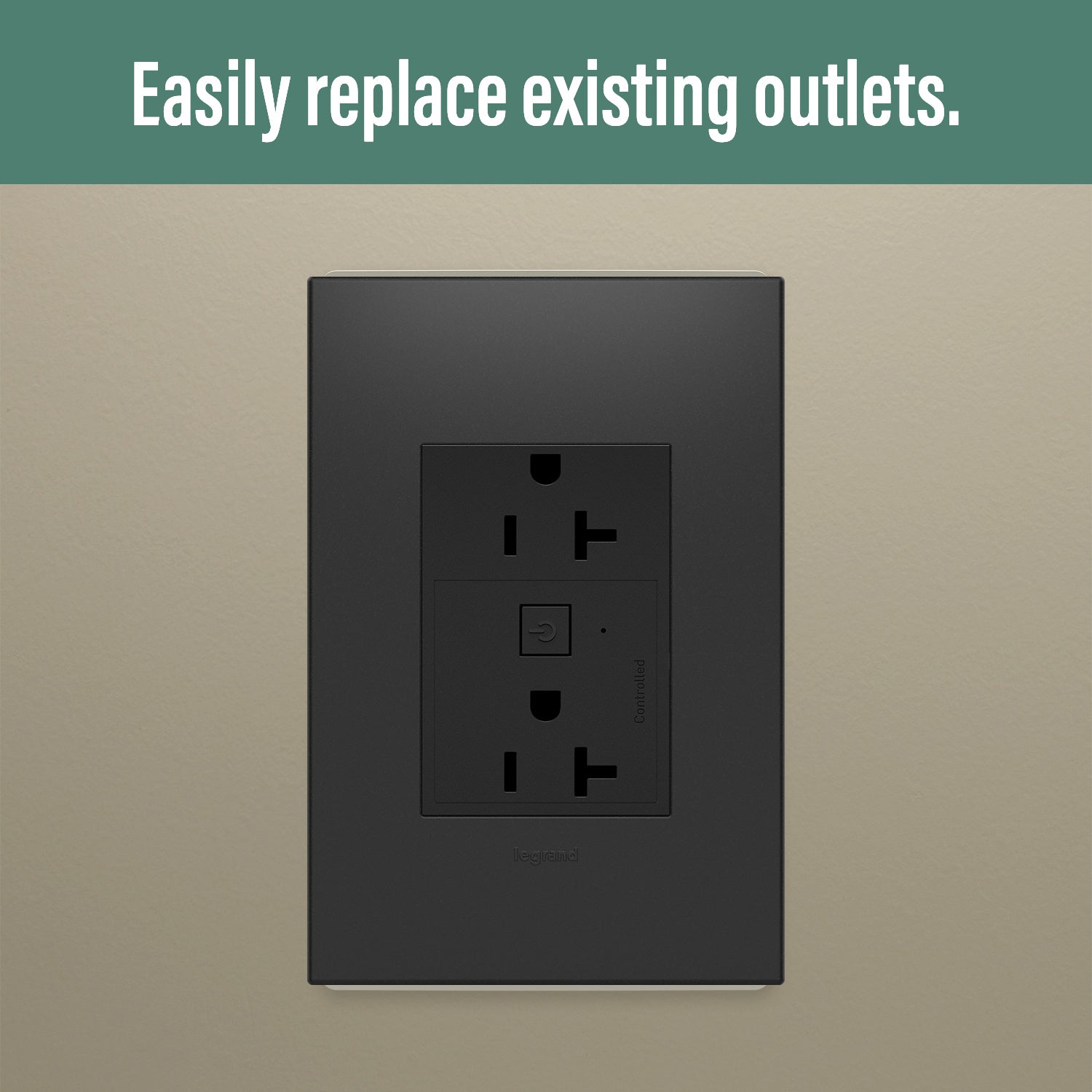 Legrand - WNAR203G1 - Plus-Sized 20A Outlet - Adorne - Graphite